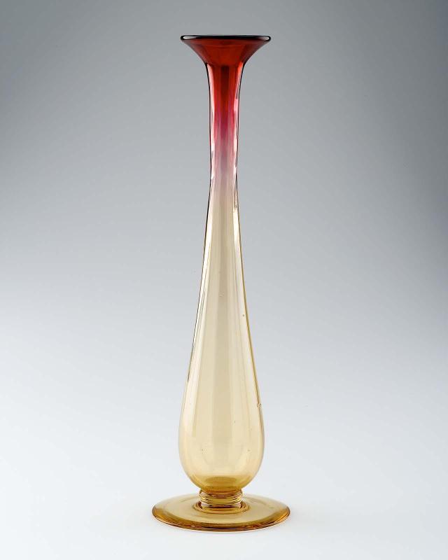 "Amberina" bud vase (one of a pair)