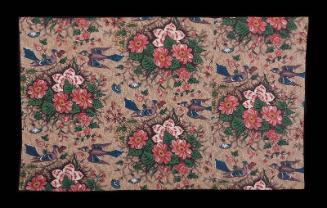 "Blue Jays and Flowers", printed cotton