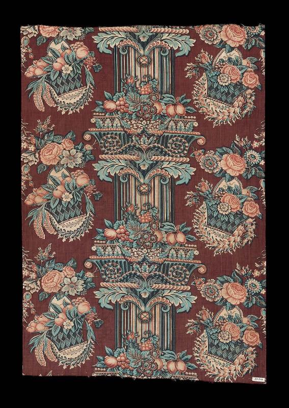 "Pillar with Baskets of Fruit and Flower", cotton piece