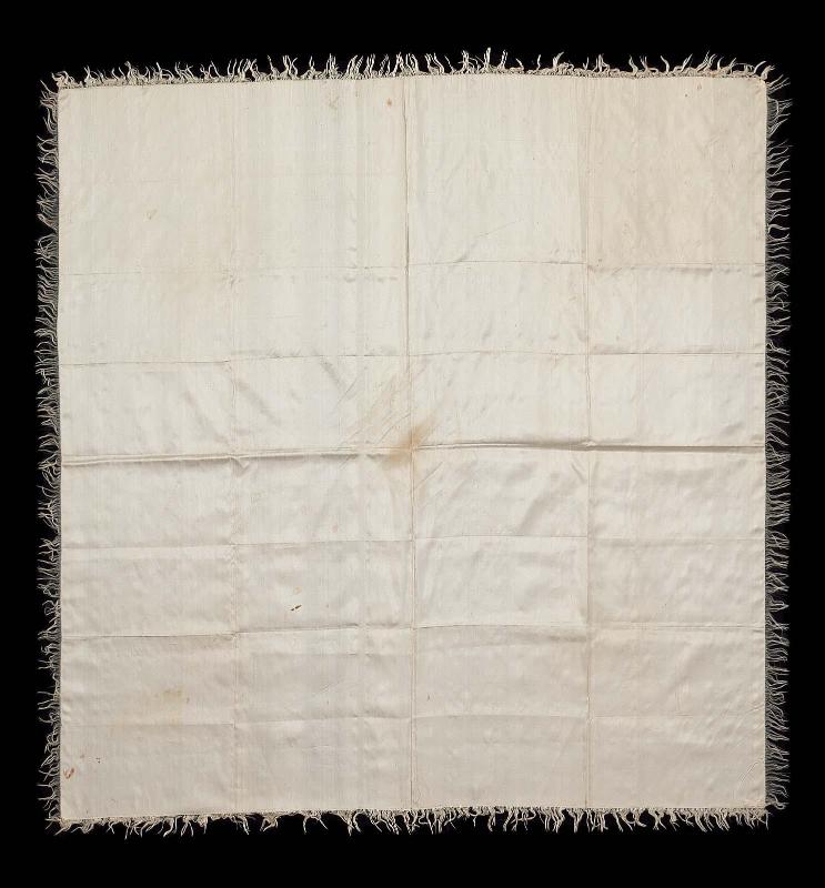 Square cream colored twill shawl