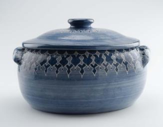 Blue covered bowl with lid