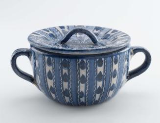 Blue raindrop sugar (covered two-handled bowl with lid)