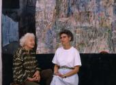 Maud Morgan and Jo Ann Rothschild in front of Rothschild's painting in the West Wing