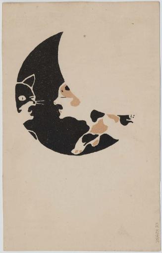 Snarling Cats in Crescent Moon (from an unidentified series)