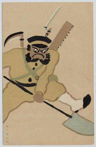 Soldier in a Parody of Benkei from the series Up-to-date Otsu-e