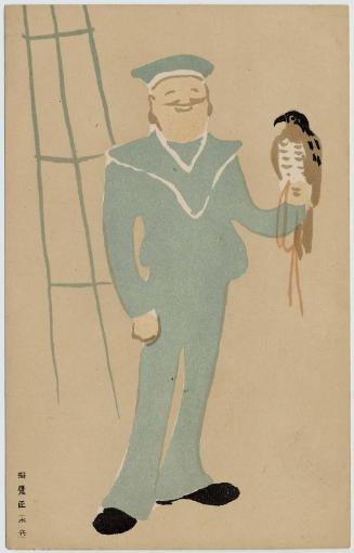 Sailor in a Parody of the Falcon Handler from the series Up-to-date Otsu-e
