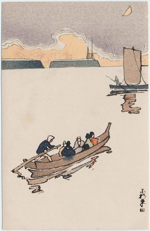 The Moon at Sodegaura in Shinagawa from the series Six Views of Tokyo with the Curved-line Aesthetic (Kyokusenbi Toto rokkei)