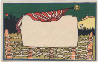 Japanese Flag with Battle Scene in Background