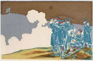 Japanese Soldiers Looking Out at Fort (from an unidentified series)