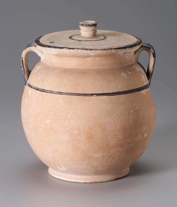 Two-handled jar with lid