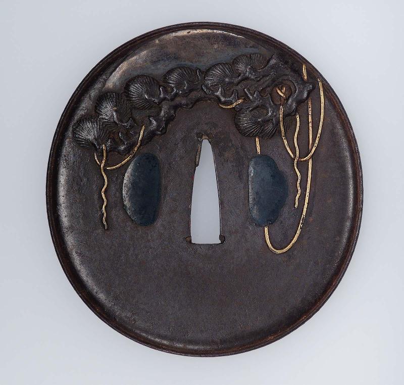 Tsuba with design of festooned pine branch