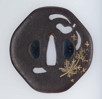 Tsuba with design of orchid and ferns