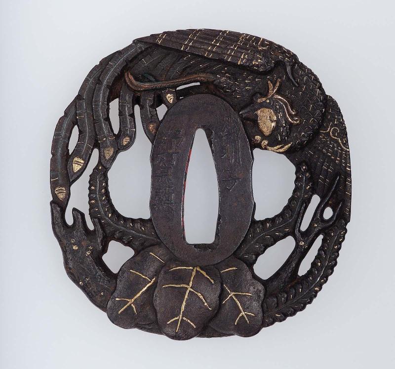 Tsuba with design of paulownia and ho-o bird