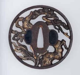 Tsuba with design of pine tree and creeper