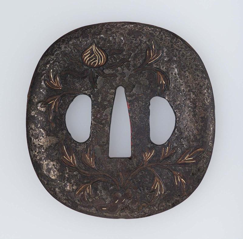 Tsuba with design of peonies