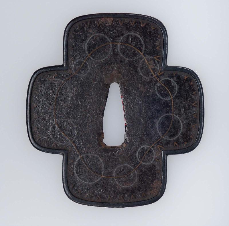 Tsuba with design of constellation and stylized birds