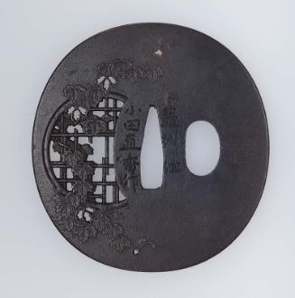 Tsuba with design of paulownia and window
