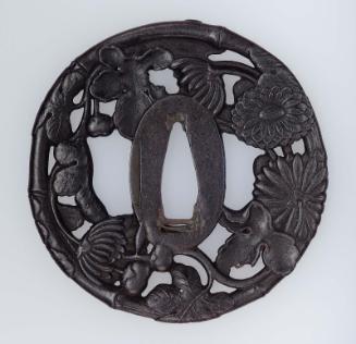 Tsuba modeled as autumn plants