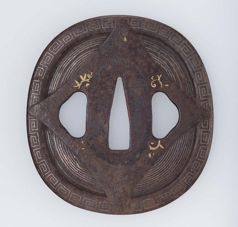 Tsuba decorated as a silk-winder
