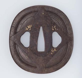 Tsuba decorated as a silk-winder