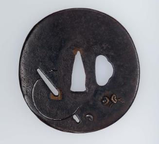 Tsuba with design of spinning top and camellia