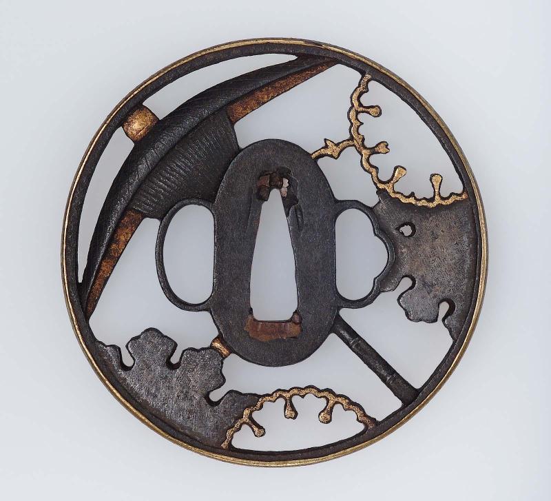 Tsuba with design of umbrella