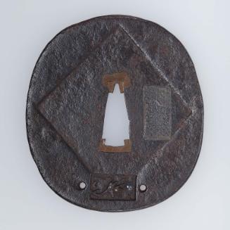 Tsuba with design of peony and butterfly