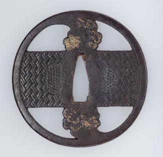 Tsuba with design of straw mat and flames