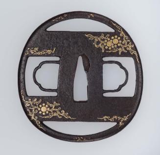 Tsuba with design of Hosokawa family mon and tendrils