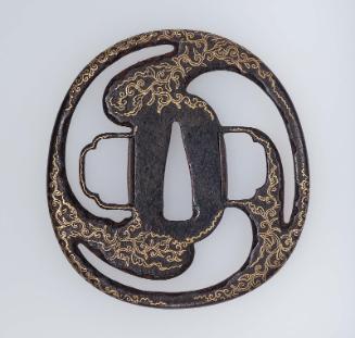 Tsuba with design of tomoe and tendrils