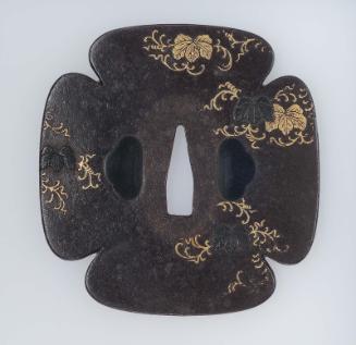 Tsuba with design of vine leaves and tendrils