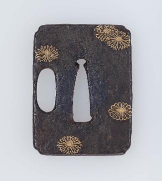 Tsuba with design of chrysanthemum blossoms
