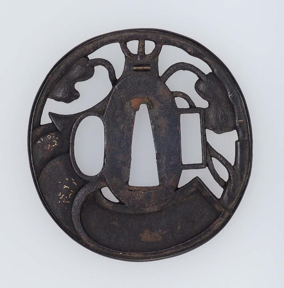 Tsuba with design of stirrup and tassels