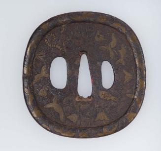 Tsuba with design of flowers, leaves and insects