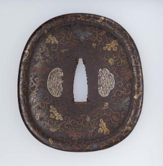 Tsuba with design of vine leaves and tendrils