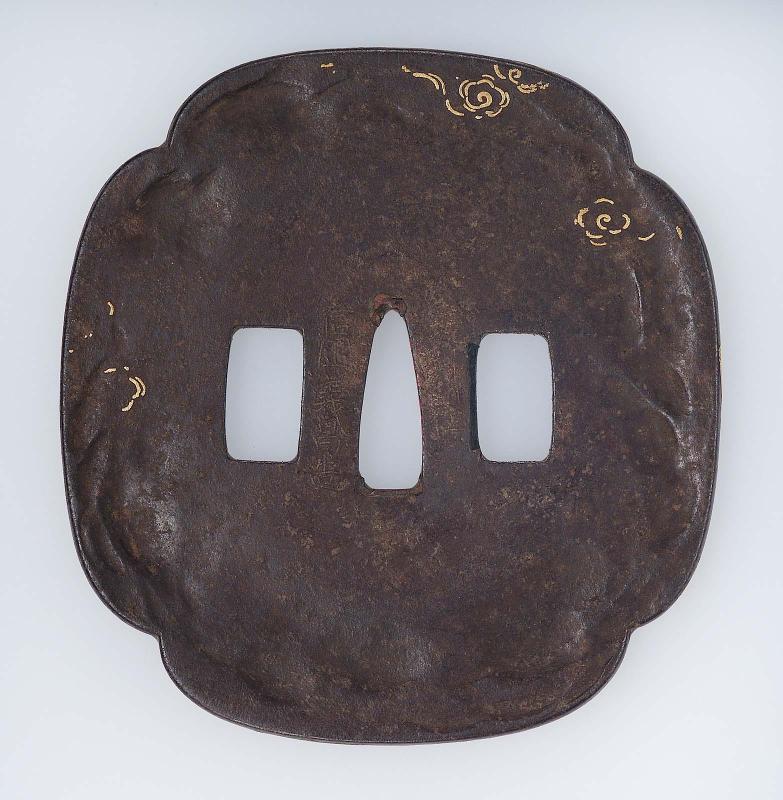 Tsuba with stylized cloud design