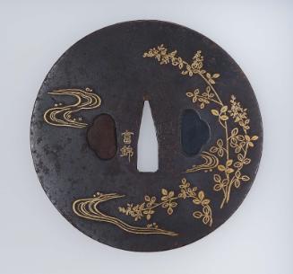Tsuba with design of hagi and stream