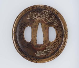 Tsuba with design of dragon and clouds