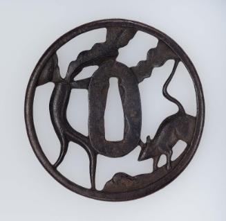 Tsuba with design of squirrel and radish