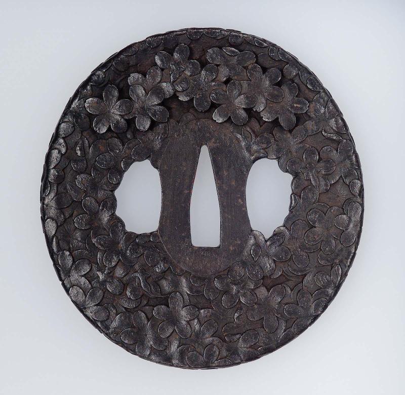 Tsuba with design of massed cherry blossom