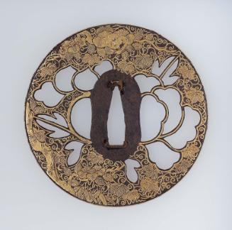 Tsuba with design of paulownia and other blossoms