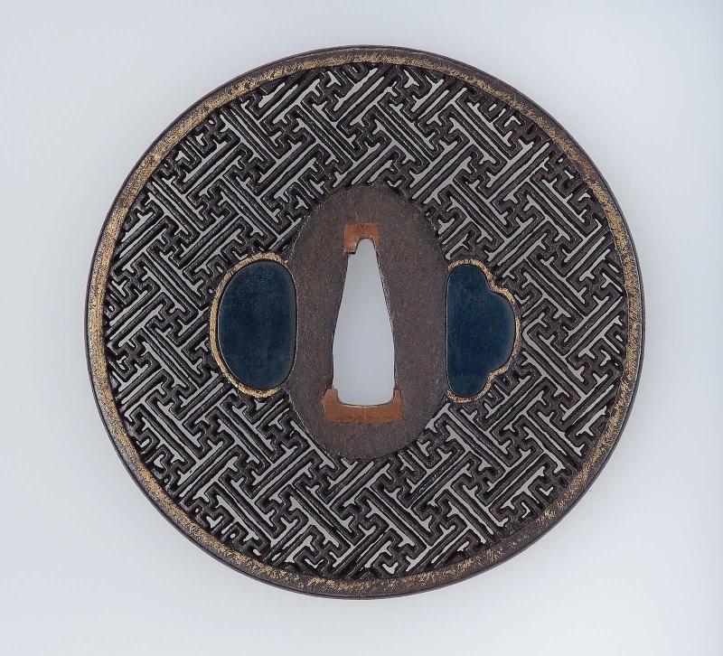Tsuba with keyfret design