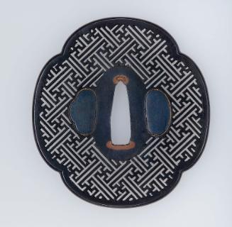 Tsuba with design of keyfret pattern