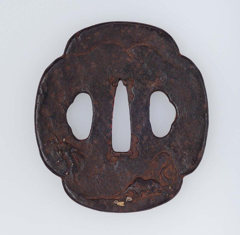 Tsuba with landscape design