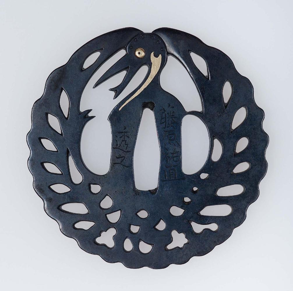 Tsuba with crane design