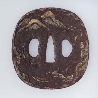 Tsuba with design of landscape