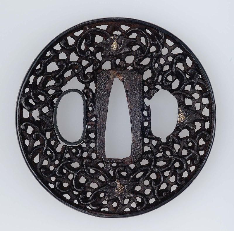 Tsuba with design of lotuses and foliage