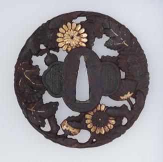 Tsuba with design of chrysanthemums