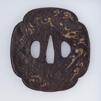 Tsuba with design of dragon and clouds