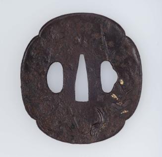 Tsuba with design of plum branch and moon